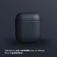 Accezz Coque en Cuir véritable Apple AirPods 1 / 2 - Bleu foncé