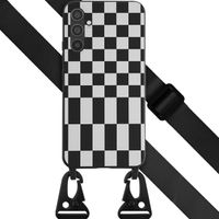 Selencia ﻿Coque design en silicone avec cordon amovible Samsung Galaxy A34 (5G) - Irregular Check Black