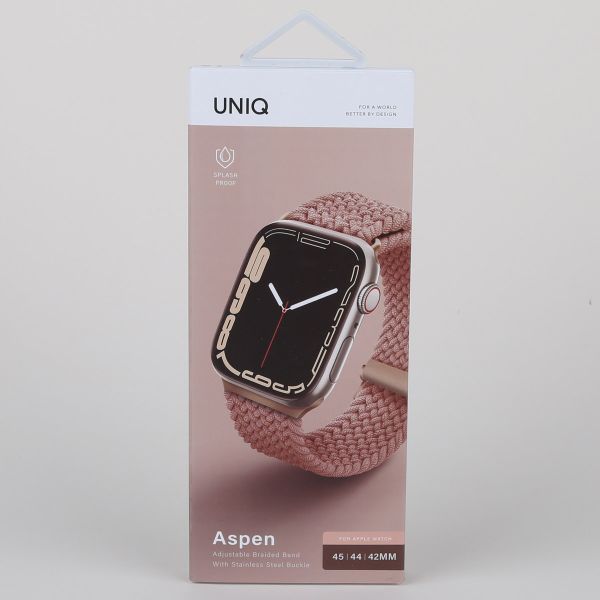 Uniq Bracelet tressé Aspen Apple Watch Series 1 t/m 11 / SE / Ultra (44/45/46/49 mm) - Grapefruit Pink
