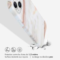 Selencia Aurora Coque Fashion iPhone 15 - Coque durable - 100% recyclée - Marbre Blanc