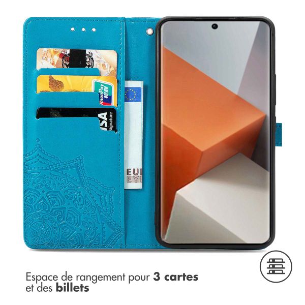 imoshion Etui de téléphone portefeuille Mandala Xiaomi Redmi Note 13 Pro Plus (5G) - Turquoise