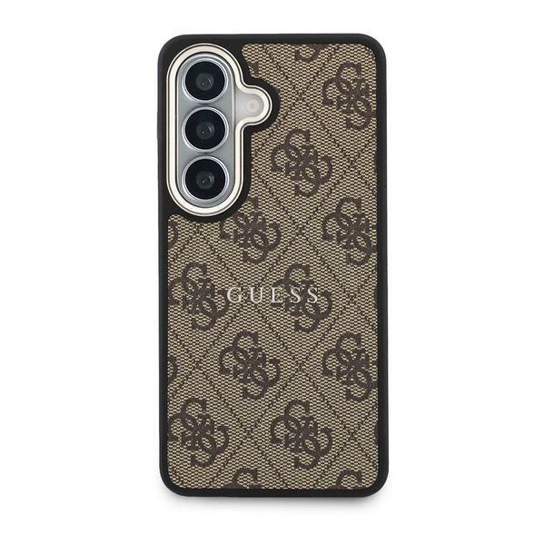 Guess Coque arrière en cuir 4G avec MagSafe Samsung Galaxy S26 - Gold Edge - Brown