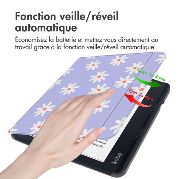 imoshion Design Slim Hard Sleepcover avec support Kobo Sage / Tolino Epos 3 - Flowers Distance