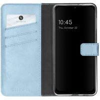 Selencia Étui de téléphone portefeuille en cuir véritable Galaxy A22 (5G) - Bleu