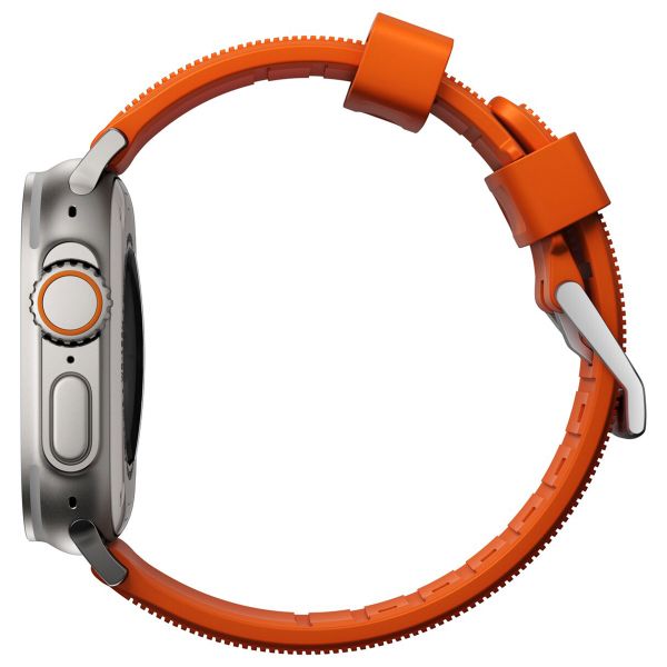 Nomad Bracelet robuste FKM Apple Watch Series 1 á 10 / SE / Ultra (2) (44/45/46/49 mm) - Argent/Orange