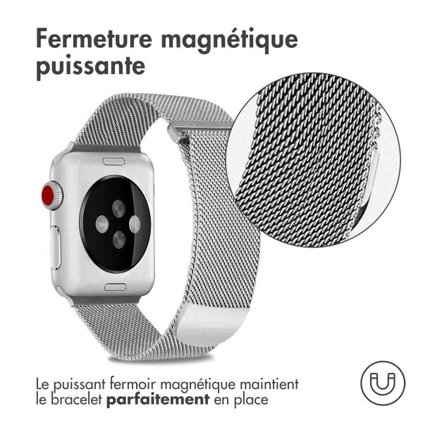 imoshion Bracelet magnétique milanais Apple Watch Series 1 á 9 / SE (38/40/41 mm) | Series 10 (42 mm) - Taille S - Argent