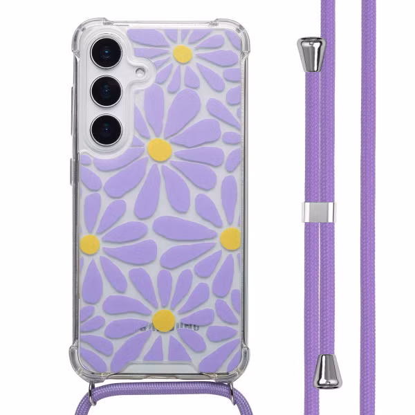 imoshion Coque Design avec cordon Samsung Galaxy S25 - Tropical Violet Flowers Connect