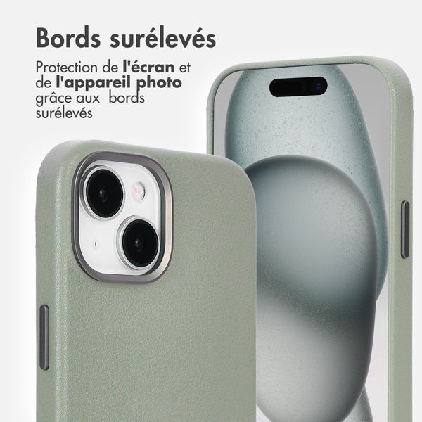Accezz Coque arrière en cuir avec MagSafe Apple iPhone 15 - Light Grey
