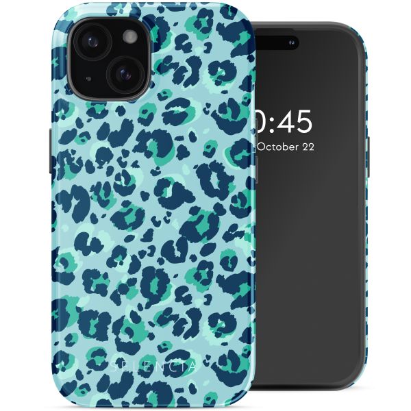 Selencia Coque arrière Vivid Tough avec MagSafe iPhone 15 - Wild Spots Light Blue