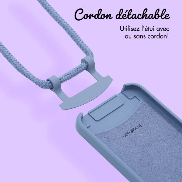 Coque de couleur personnalisée MagSafe avec cordon amovible  et lettre iPhone 12 Pro - Ash Blue