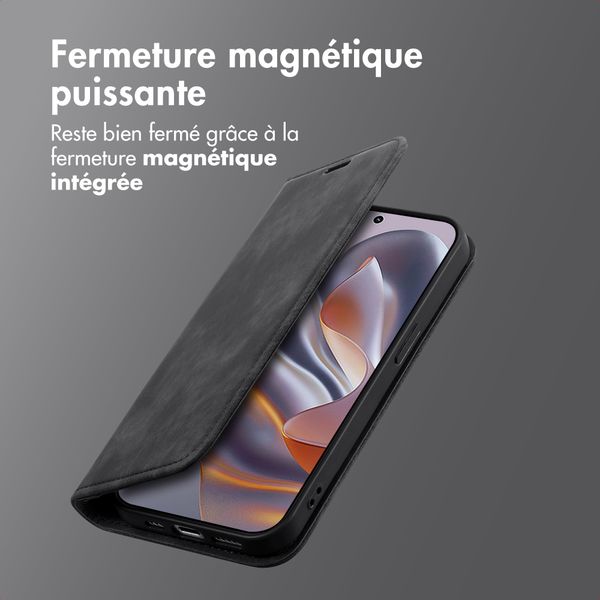 imoshion Étui de téléphone portefeuille Slim Motorola Thinkphone 25 / Edge 50 Neo / Edge 60 Neo - Noir