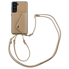 Selencia Coque à cordon avec porte-cartes enveloppe Sera Samsung Galaxy S21 FE - Beige