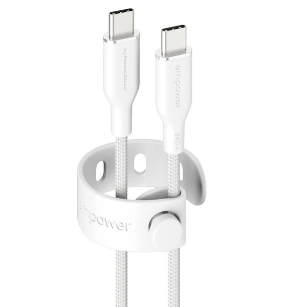 Empower by PanzerGlass Câble de recharge Racing USB-C vers USB-C - 240 W - 2 mètres - Silver White