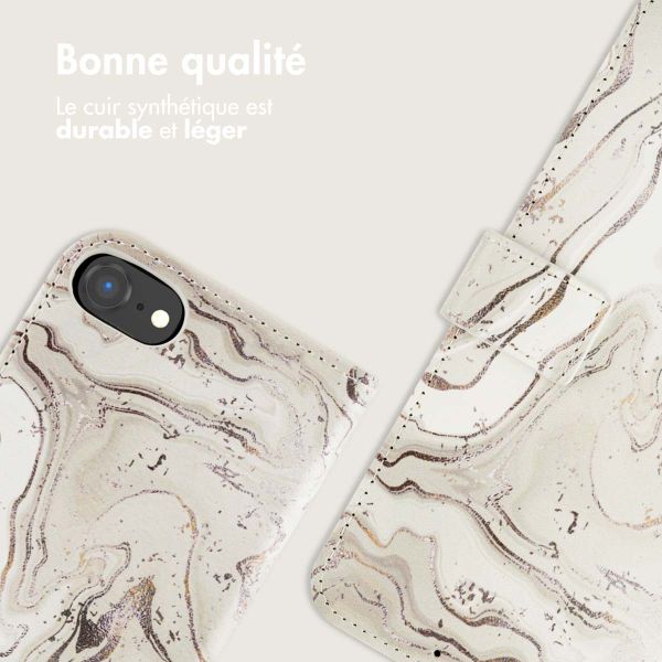 imoshion Étui de télephone portefeuille Design Apple iPhone 16e - Sandy Marble