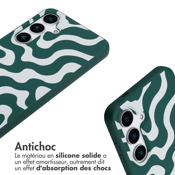 imoshion Coque design en silicone avec cordon Samsung Galaxy S25 Plus - Petrol Green Groovy