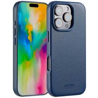 Accezz Coque arrière en cuir avec MagSafe Apple iPhone 16 Pro - Nightfall Blue