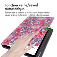 imoshion Design Slim Hard Sleepcover avec support Kobo Libra H2O - Flower Watercolor