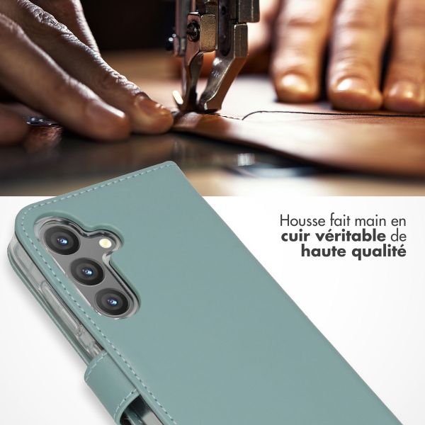 Selencia Étui portefeuille en cuir véritable Samsung Galaxy S24 - Air Blue
