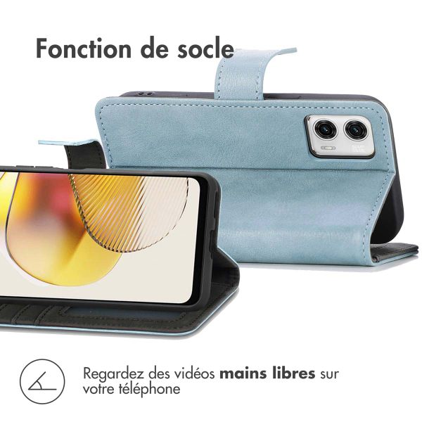 imoshion Étui de téléphone portefeuille Luxe Motorola Moto G73 - Bleu clair