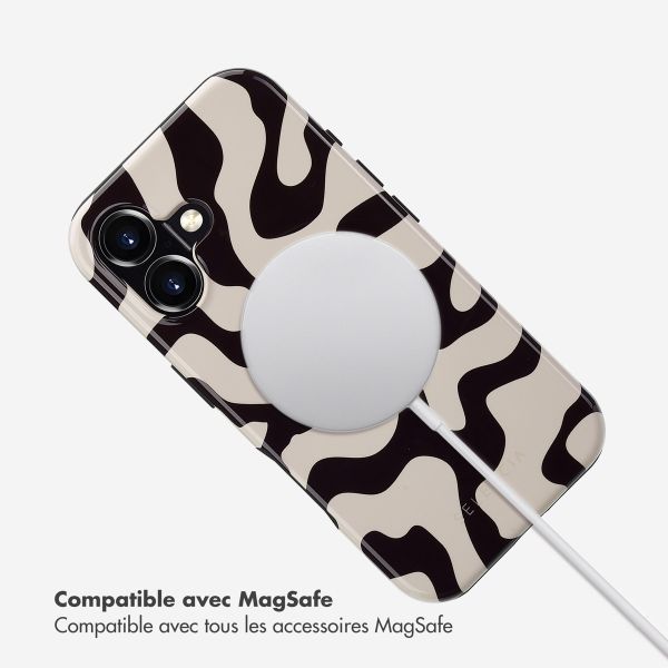 Selencia Coque arrière Vivid avec MagSafe Apple iPhone 16 - Art Wave Black