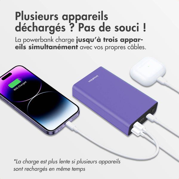 imoshion Ultra Series Aluminium | Batterie externe 20.000 mAh - Charge rapide jusqu'à 33 watts - Violet Tropical