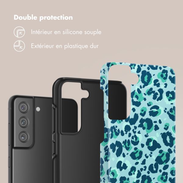 Selencia Coque arrière Vivid Samsung Galaxy S21 FE - Wild Spots Light Blue
