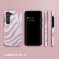 Selencia Coque arrière Vivid Tough Samsung Galaxy S23 - Colorful Zebra Old Pink