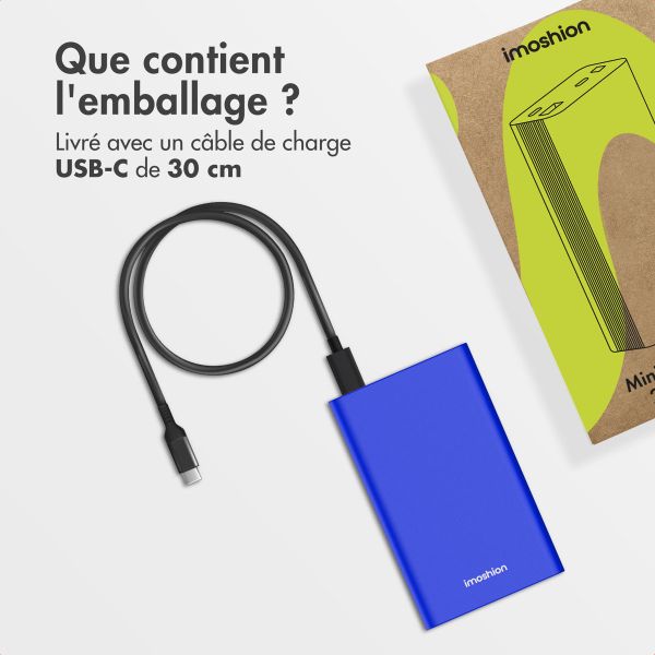 imoshion Ultra Series Aluminium | Batterie externe 20.000 mAh - Charge rapide jusqu'à 33 watts - Bleu Cobalt