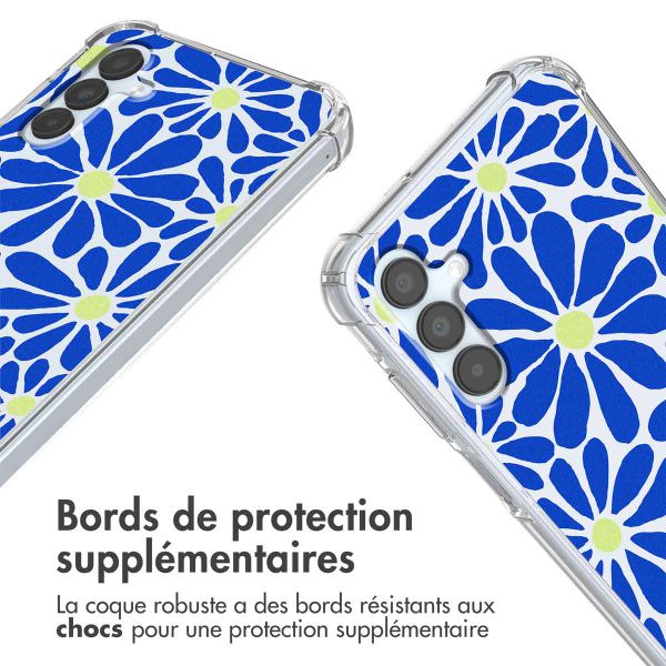 imoshion Coque Design avec cordon Samsung Galaxy A15 (5G/4G) - Cobalt Blue Flowers Connect