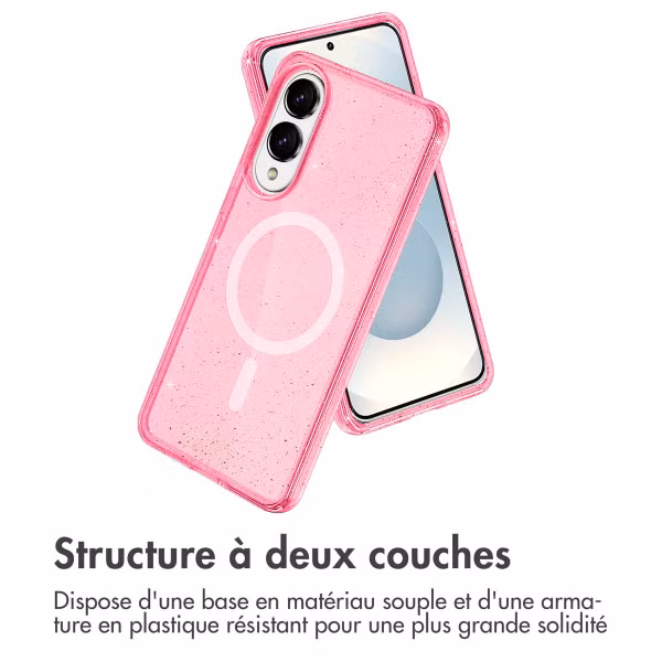 imoshion Coque Pailletée avec MagSafe Samsung Galaxy S25 Edge - Rose