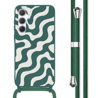 imoshion Coque design en silicone avec cordon Samsung Galaxy A35 - Petrol Green Groovy