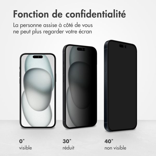 Accezz Protection d'écran en verre trempé Privacy Apple iPhone 14 Pro / 15 / 16