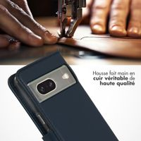 Selencia Étui portefeuille en cuir véritable Google Pixel 7 - Bleu