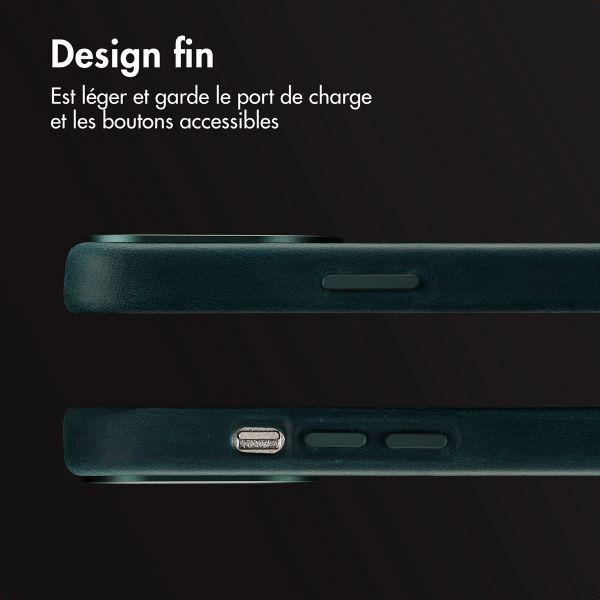 Accezz Coque MagSafe en cuir vintage Apple iPhone 13 Pro - Smokey Green