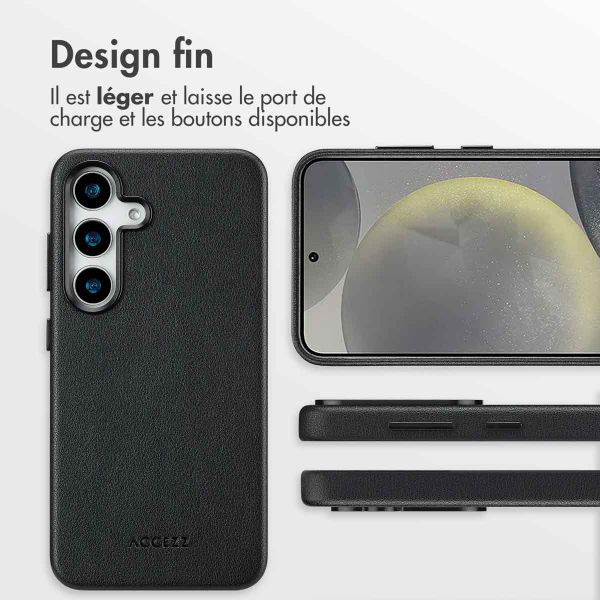 Accezz Coque arrière en cuir avec Magsafe Samsung Galaxy S25 Plus - Onyx Black