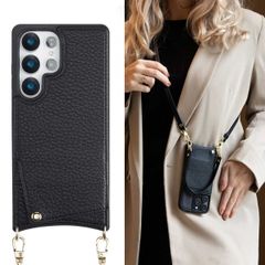 Selencia Coque arrière avec cordon et porte-cartes Nova Samsung Galaxy S25 Ultra - Noir