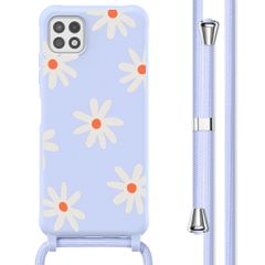 imoshion Coque design en silicone avec cordon Samsung Galaxy A22 (5G) - Lila Flower Distance