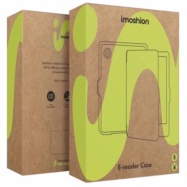 imoshion Étui de liseuse portefeuille en cuir végan Kobo Aura H2O - Noir