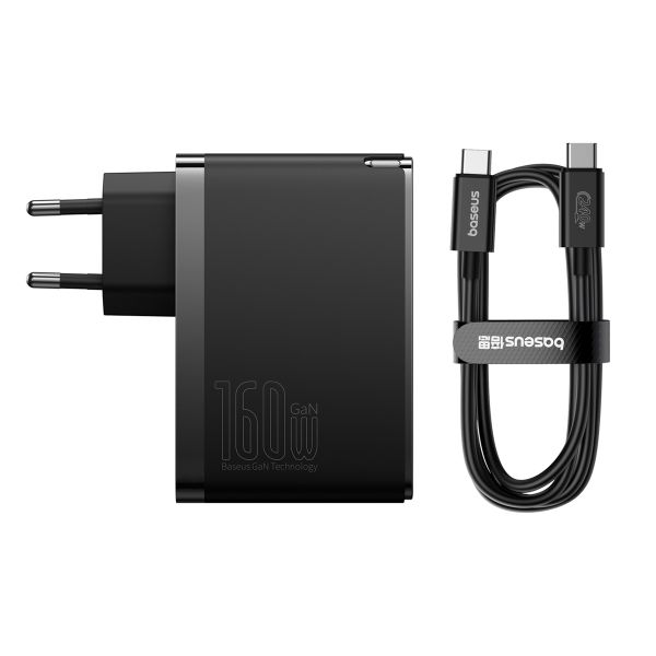 Baseus GaN5 Pro | Chargeur rapide - 2x USB-C + 1x USB-A - 160 watts