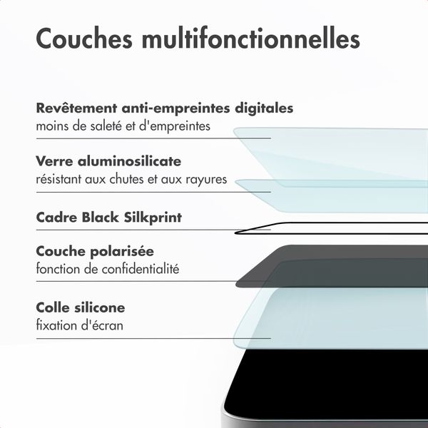 Accezz Protection d'écran en verre trempé avec filtre de confidentialité + Applicateur Apple iPhone 16 Pro Max