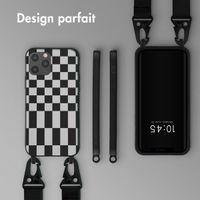 Selencia Coque design en silicone avec cordon amovible Apple iPhone 12 (Pro) - Irregular Check Black