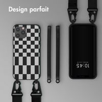 Selencia ﻿Coque design en silicone avec cordon amovible iPhone 12 (Pro) - Irregular Check Black