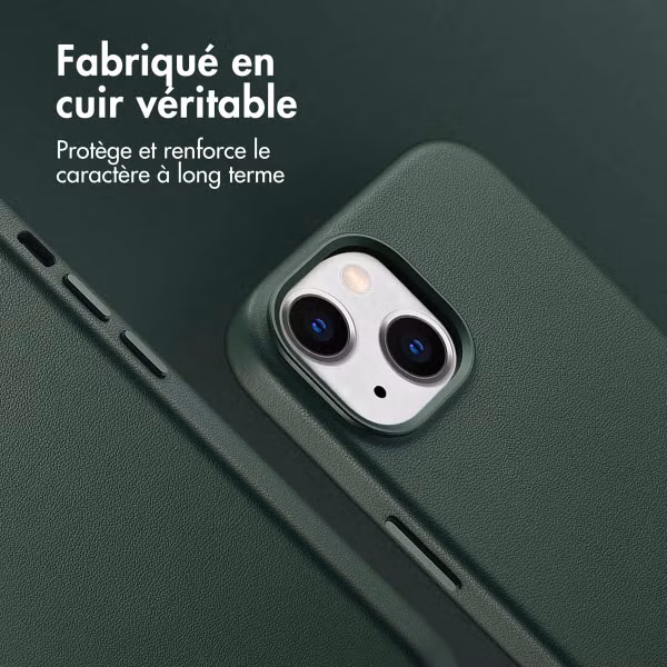 Accezz Coque arrière en cuir avec MagSafe Apple iPhone 15 - Cedar Green