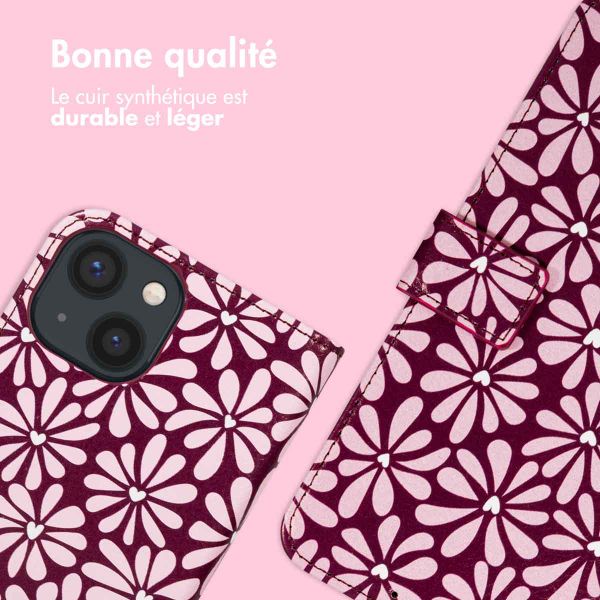 imoshion Étui de télephone portefeuille Design Apple iPhone 15 - Bloom Love Blush