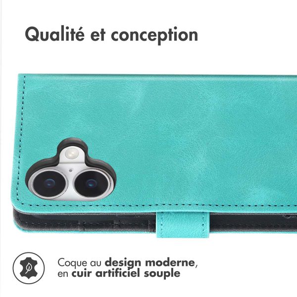 imoshion Etui de télephone portefeuille avec cordon Apple iPhone 16 - Turquoise