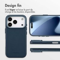 Accezz Coque arrière en cuir avec MagSafe Apple iPhone 17 Pro - Nightfall Blue