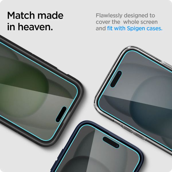 Spigen Protection d'écran en verre trempé GLAStR Privacy Applicator Apple iPhone 16 Plus / 15 Plus