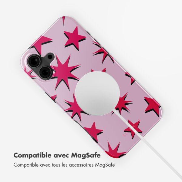 Selencia Coque arrière Vivid avec MagSafe Apple iPhone 16 - Stars Rubine Red Light Pink