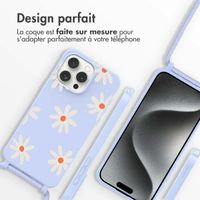 imoshion Coque design en silicone avec cordon Apple iPhone 15 Pro Max - Lila Flower Distance