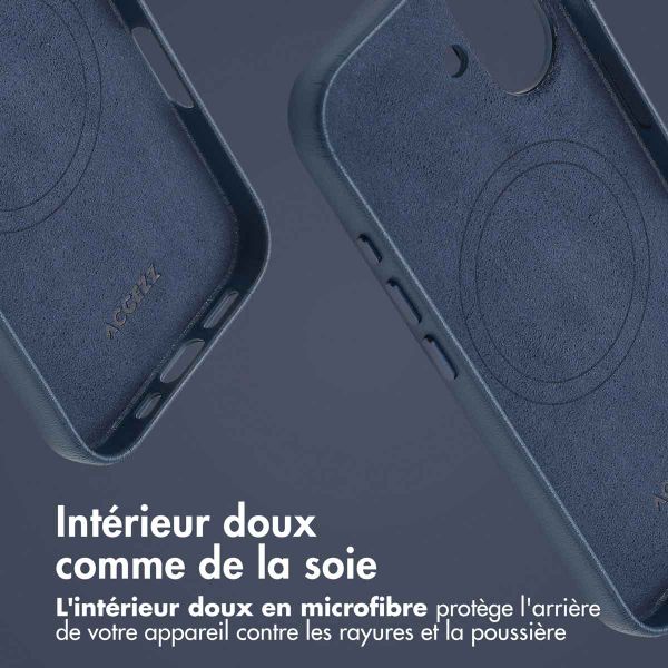 Accezz Coque arrière en cuir avec MagSafe Apple iPhone 16 - Nightfall Blue
